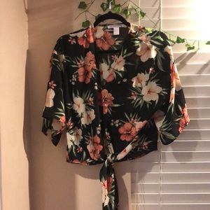 Black floral tie up never worn